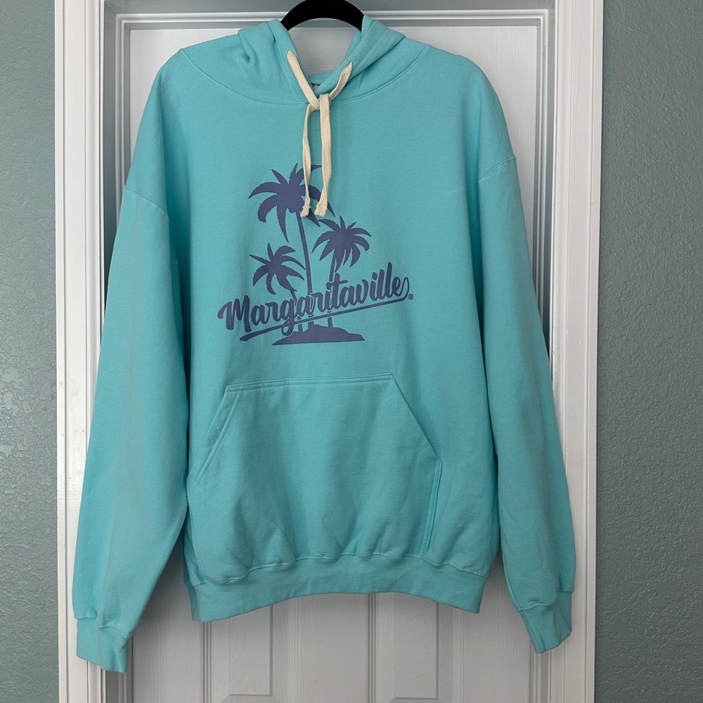 Margaritaville Aqua Blue Hoodie Cozy Fleece Sweatshirt Pockets Size XL NWT